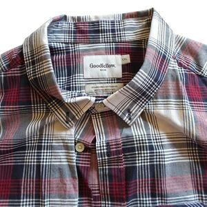 Goodfellow & Co Men's Plaid Shirt - Burgundy, Black, and White